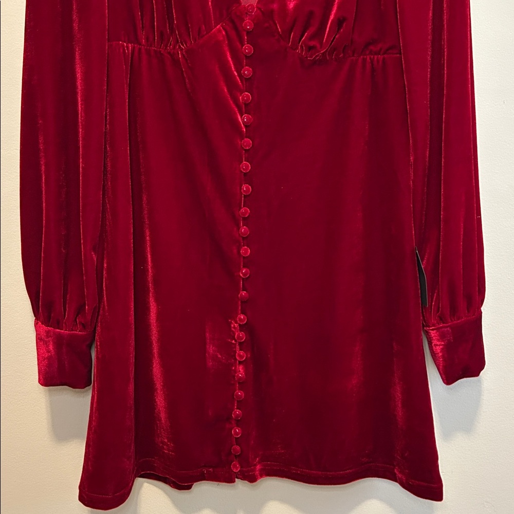 Lulu's Make It Merry Red Velvet Dress - Picture 4 of 6